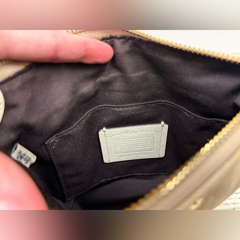 COACH Signature Beige/White Monogram Logo North South Adjust. Strap Crossbody - Picture 15 of 16
